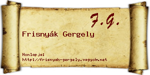 Frisnyák Gergely névjegykártya